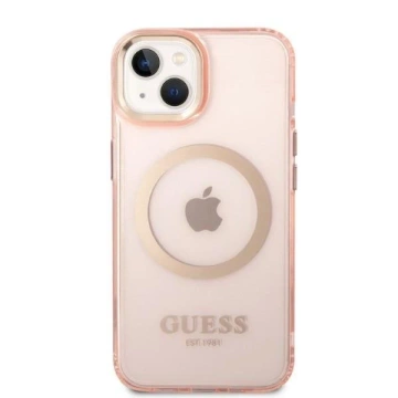 Etui Guess GUHMP14SHTCMP pre Apple iPhone 14 6,1" różowy/ružové pevné puzdro Gold Outline Translucent MagSafe