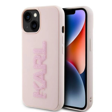 Karl Lagerfeld KLHCP15S3DMBKCP case for iPhone 15 6.1" pink/pink hardcase 3D Rubber Glitter Logo