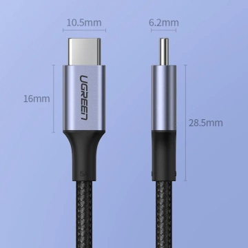 Uzelený kabel USB Typ C - USB Typ C Napájení 100W Rychlé nabíjení FCP 5A 3m šedý (90120 US316)