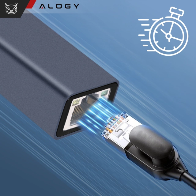 Adaptér USB-C na Ethernet Alogický adaptér LAN RJ45 GIGABIT 1000 MBPS černá