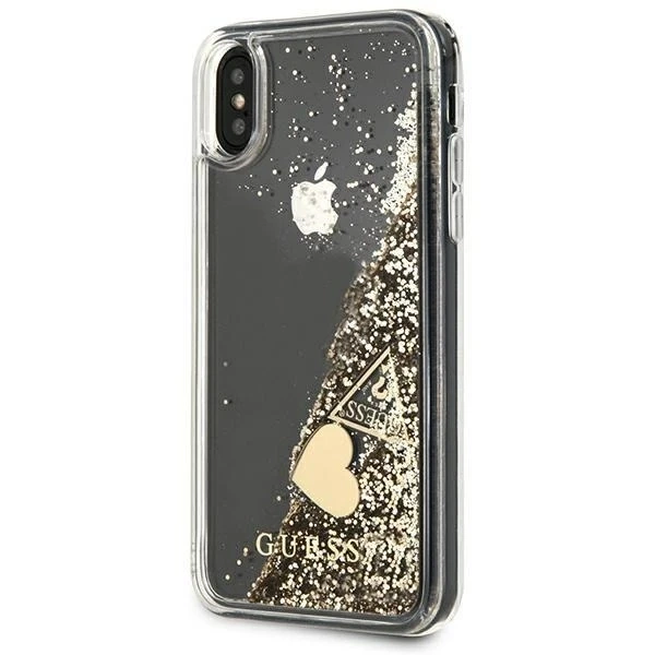 Etui Guess GUOHCPXGLHFLGO do Apple iPhone X/Xs zlaté/złoty pevné puzdro Glitter Charms