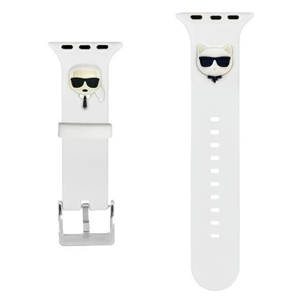 Smartwatch strap Karl Lagerfeld KLAWLSLCKW for Apple Watch 42/44/45mm white/white strap Silicone Karl