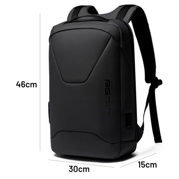 Bange Diebstahlsicherer, wasserdichter Rucksack für 15,6"-Laptops, ideal für Stadtreisen, 46 x 30 x 15 cm, für Arbeit und Flugreisen, für Damen und Herren, mit USB-Anschluss und Zahlenschloss, Schwarz