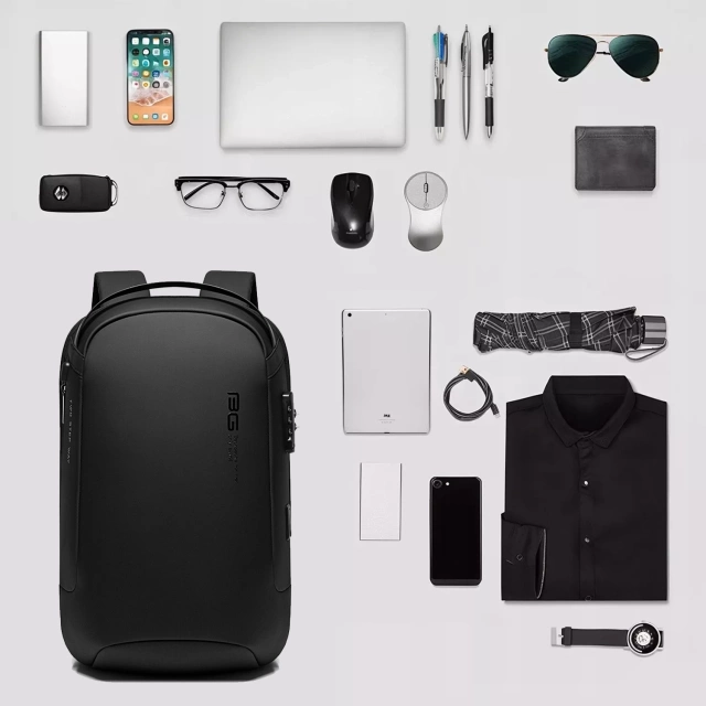 Водонепроникний рюкзак Bange для ноутбука 15.6", city traveler, 45х30х16 см, для роботи, літака, чоловічий, жіночий, з USB портом Чорний