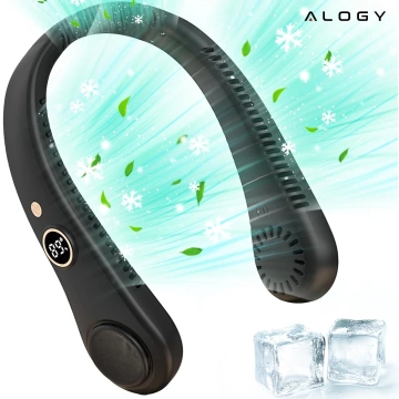 Alogy BreezeNeck™ krční ventilátor mini cirkulátor s displejem 1500mAh černý