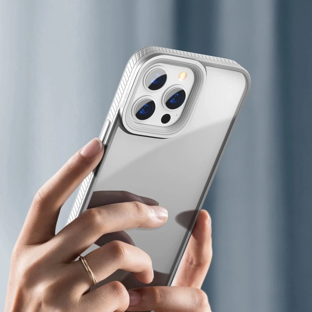 Baseus Crystal Phone Case pancerne etui do iPhone 13 Pro Max z żelową ramką szary (ARJT000513)