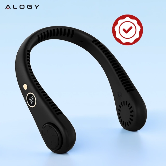 Alogy BreezeNeck™ krční ventilátor mini cirkulátor s displejem 1500mAh černý