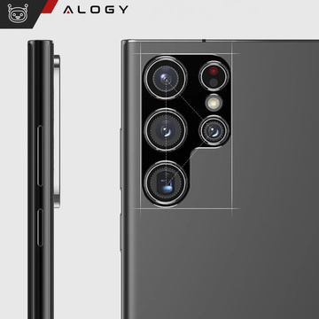 Metallabdeckung für Samsung Galaxy S24 Ultra, Schutz für die Kamerainsel, Alogy Metal Lens, schwarz