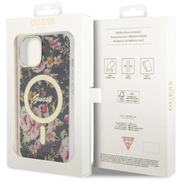 Etui Guess GUHMP14MHCFWSK pro iPhone 14 Plus 6,7" pevný obal Flower MagSafe