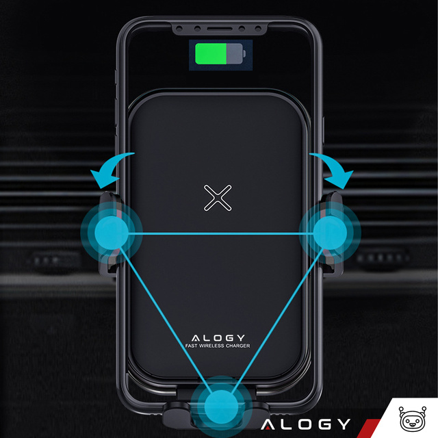 Alogy Fast Charging car holder with 15W inductive Qi charger automatic for the car on the grid fast charging black