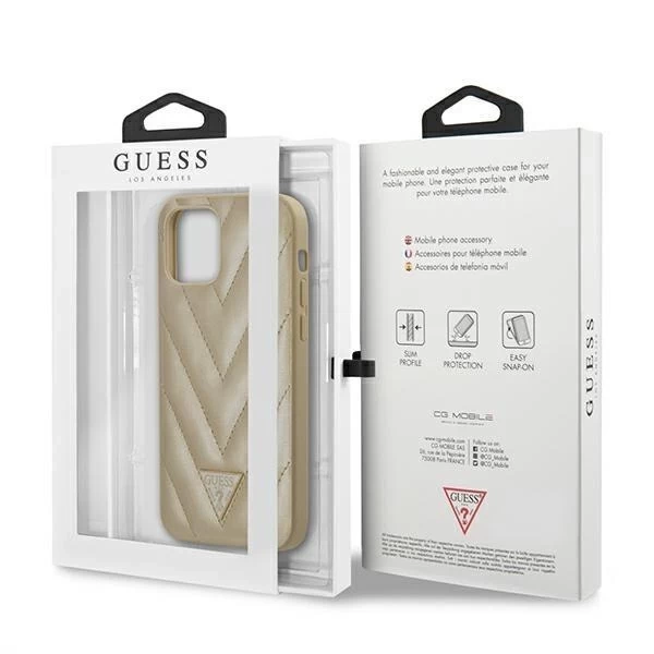 Guess GUHCP12SPUVQTMLBE iPhone 12 mini 5,4" złoty/gold Hardcase V-Quilted Collection