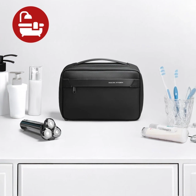 Torba Podróżna Kosmetyczka Mark Ryden Męska i Damska, Pojemna 3.9 l, 4 Przegrody z Haczykiem, Zamek Błyskawiczny YKK, Materiał PU + Oxford – Czarna
