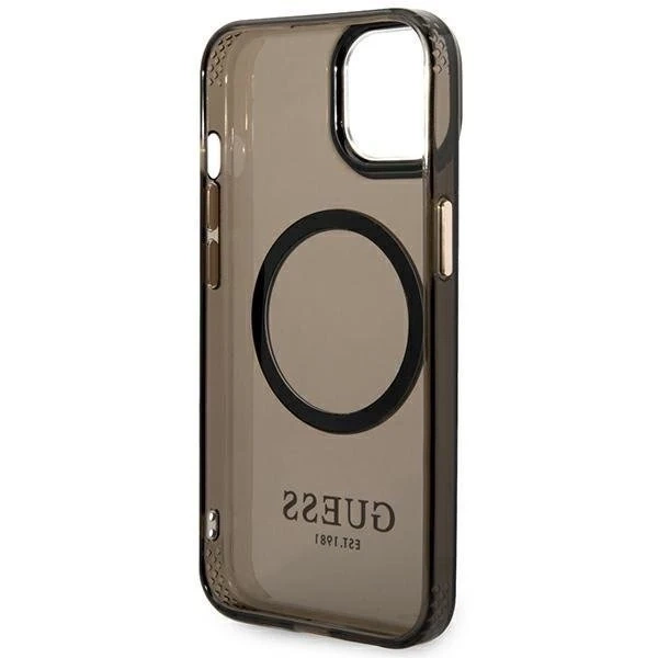 Etui Guess GUHMP14SHTCMK für Apple iPhone 14 6,1" Czarny/Black Hard Case Gold Outline Translucent MagSafe
