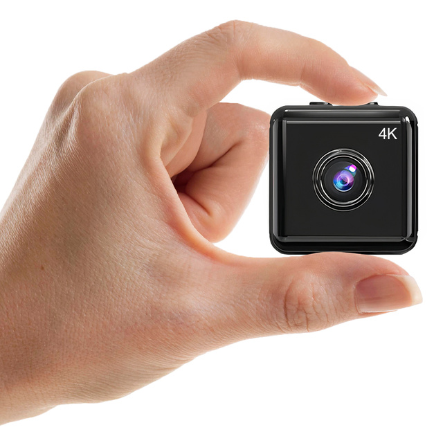 Панорамна камера Міні-цифрова камера Spy Nanny Microphone 4K UHD Full HD micro SD Black