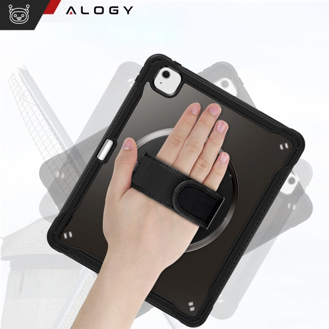 360°-Schutzhülle mit Stifthalter für Apple iPad Air 11" (2024, 2025) / Air 10,9" (2020, 2022) / Pro 11 (2018) – Alogy Pirate 360 Tablet-Hülle, Schwarz