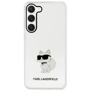 Ochranné pouzdro na telefon Karl Lagerfeld KLHCS23MHNCHTCT pro Samsung Galaxy S23 Plus S916 průhledné pevné pouzdro Ikonik Choupette