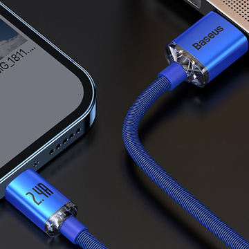 1,2 m Baseus Crystal-Kabel USB-Kabel für Lightning iPhone 2.4A Blau