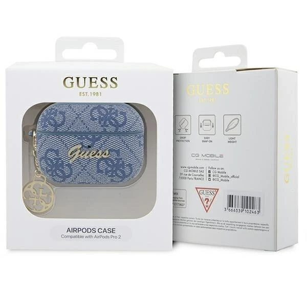 Захисний чохол для навушників Guess GUAP2G4GSMB для Apple AirPods Pro 2 cover blue/blue 4G Charm Collection
