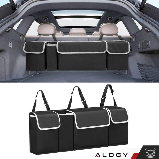 Car organizer Bag for the trunk of a car, large trunk for a seat with Velcro, Alogy Black