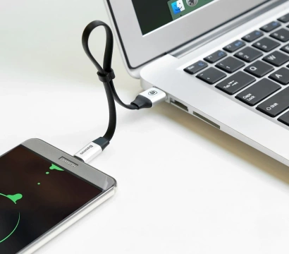 Baseus Nimble plochý kábel USB / USB-C kábel s držiakom 2A 0,23M čierny (CATMBJ-01)