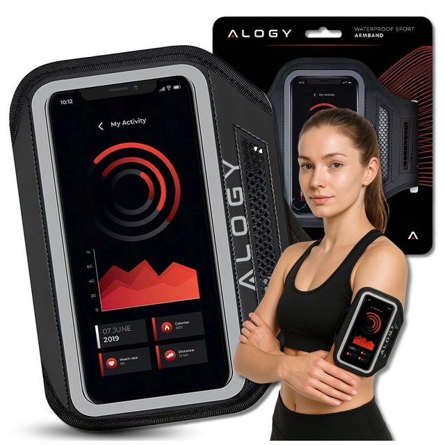 Alogy WaterProof Sport ArmBand водонепроникний чохол для бігу для телефону 6,7 дюйма чорний