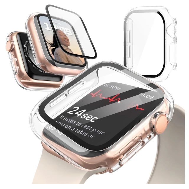 Obudowa ochronna z szkłem Alogy Protector Case 2w1 nakładka etui do Apple Watch 10 42mm Przezroczysta