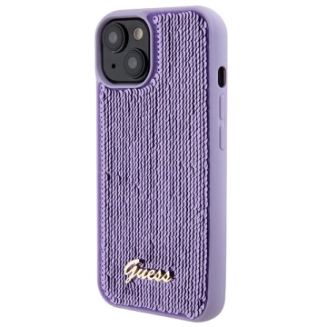 Etui Guess GUHCP15SPSFDGSU pro iPhone 15 6,1" fioletoowy/fialové pevné pouzdro Sequin Script Metal