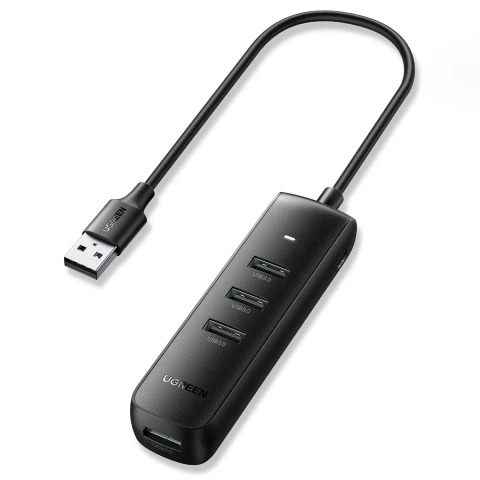 HUB 4w1 UGREEN USB - 4x USB Typ A 3.0 PD DC 12V 0.25m чорний (CM416 10915)