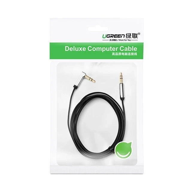UGREEN cable flat angled AUX audio cable 3.5 mm mini jack 0.5 m black (AV119 10596)