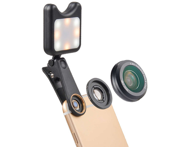 Apexel APL-3663FL Lens 0.36X Wide Angle 15X Macro LED Light black