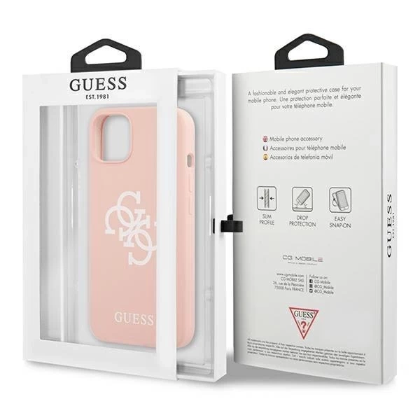 Guess GUHCP13SLS4GWPI iPhone 13 mini 5,4" różowy/рожевий твердий чохол силіконовий логотип 4G