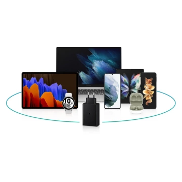 Samsung Wandladegerät 2x USB Type C / USB PPS, Power Delivery PD 65W, QC 3.0, AFC, FCP schwarz (EP-T6530NBEGEU)