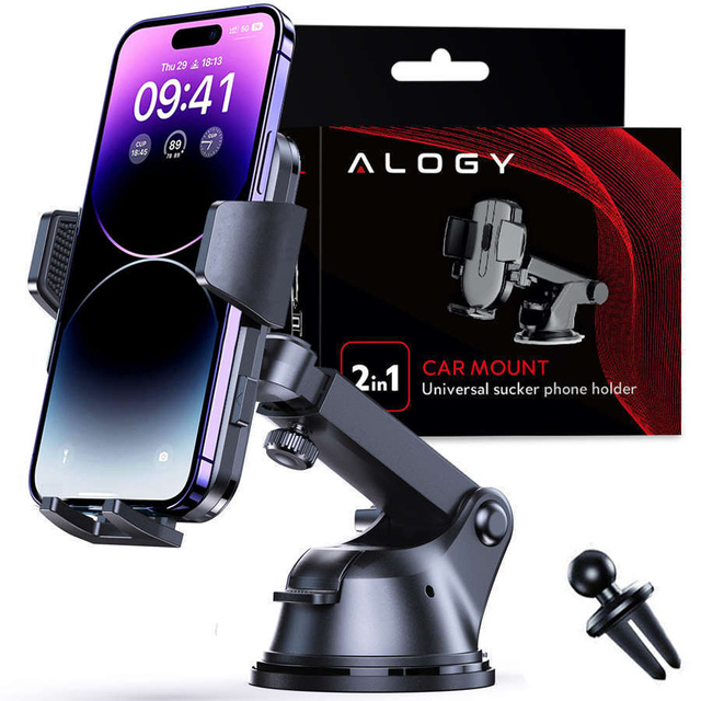 Автомобільний тримач Alogy 2 в 1 для лобового скла для решітки приладової панелі Органайзер