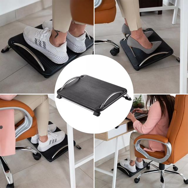 Office footrest, foot rest, legs, adjustable, solid, comfortable, angle adjustment, for computer, black