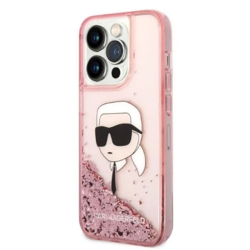 Karl Lagerfeld KLHCP14XLNKHCP case for iPhone 14 Pro Max 6.7" hardcase Glitter Karl Head pink/pink