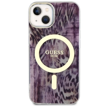 Etui Guess GUHMP14SHLEOPWP pro iPhone 14 6,1" pevný obal Leopard MagSafe