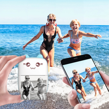 Termálna tlačiareň Drukuś so 6 rolkami termopapiera pre deti Modrá