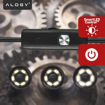 Alogy Duo Cam 1920 Full HD Lightning endoskopická inspekční kamera pro iPhone, USB-C, micro USB 3m 8mm černá