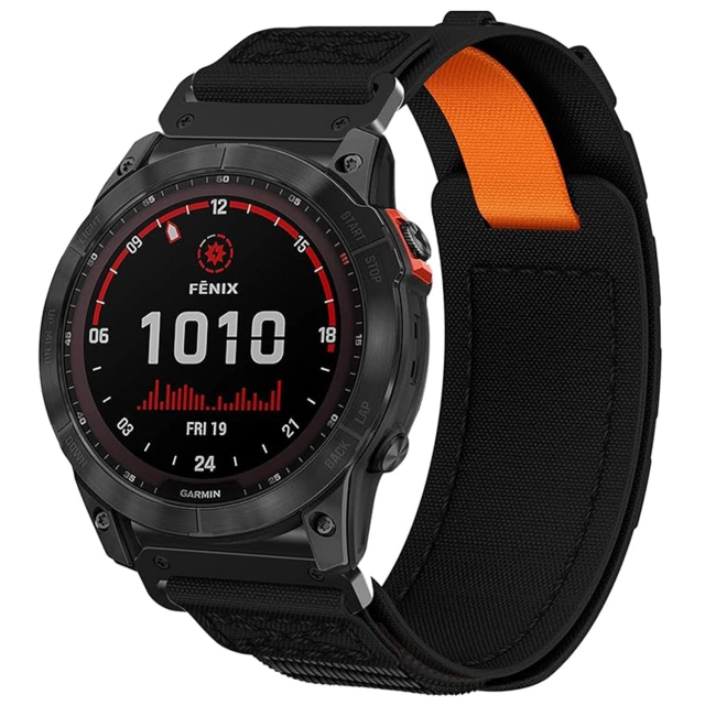 Nylonový remienok pre Garmin Fenix 5x / 6x / 7x / Pro / Descent / Tactix / Enduro (26 mm) Alogy Nylon Band Black