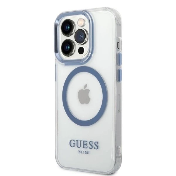 Etui Guess GUHMP14LHTRMB для iPhone 14 Pro 6,1" niebieski/синій жорсткий чохол Metal Outline Magsafe