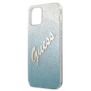 Guess GUHCP12MPCUGLSBL iPhone 12/12 Pro 6,1" niebieski/синій жорсткий чохол Glitter Gradient Script