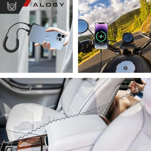 Alogy Spiral Car Charging Cable for iPhone 3A 150cm USB A-Lightning Black