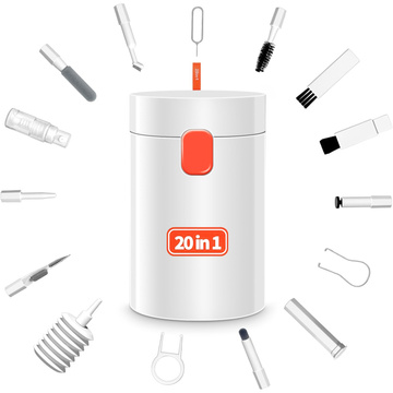 20in1 cleaning set for cleaning the phone keyboard, headphones, multifunctional cleaner, brush, Alogy Set, white