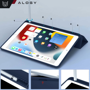 Pouzdro pro Apple iPad 10.2 9 Gen 8/7 2021/2020/2019 Smart Pencil Case Alogy TPU Kryt na tablet Navy Blue Glass