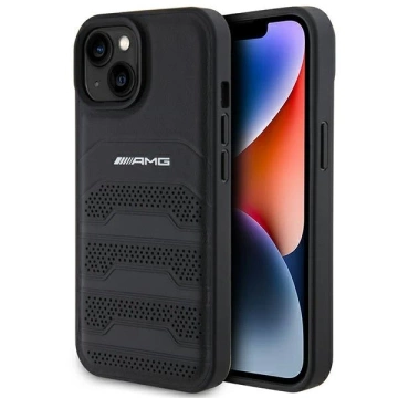 Шкіряний чохол AMG з тисненням ліній для iPhone 15