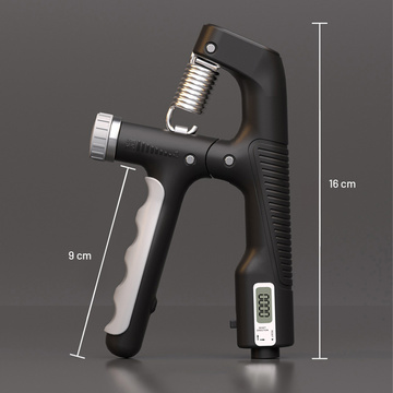 Grip pro cvičení rukou, nastavitelný 10-100 kg, trénink, sport, rehabilitace, s pultovým displejem, Černá