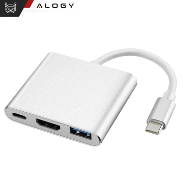Перехідник HUB 3in1 Alogy adapter USB-C 3.0 HDMI USB-A Silver