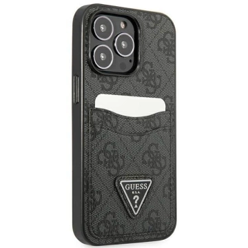 Puzdro Guess na telefón iPhone 13 Pro / 13 6,1" čierne/čierne pevné puzdro 4G Triangle Logo Cardslot