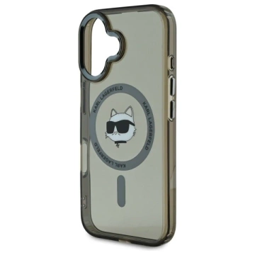 Karl Lagerfeld Hülle für iPhone 16 Plus 6,7" Schwarz MagSafe Hardcase IML Metall Choupette Head