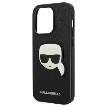 Захисний чохол для телефону Karl Lagerfeld KLHCP14LSAPKHK для Apple iPhone 14 Pro 6.1" black/black hardcase Saffiano Karl`s Head Patch